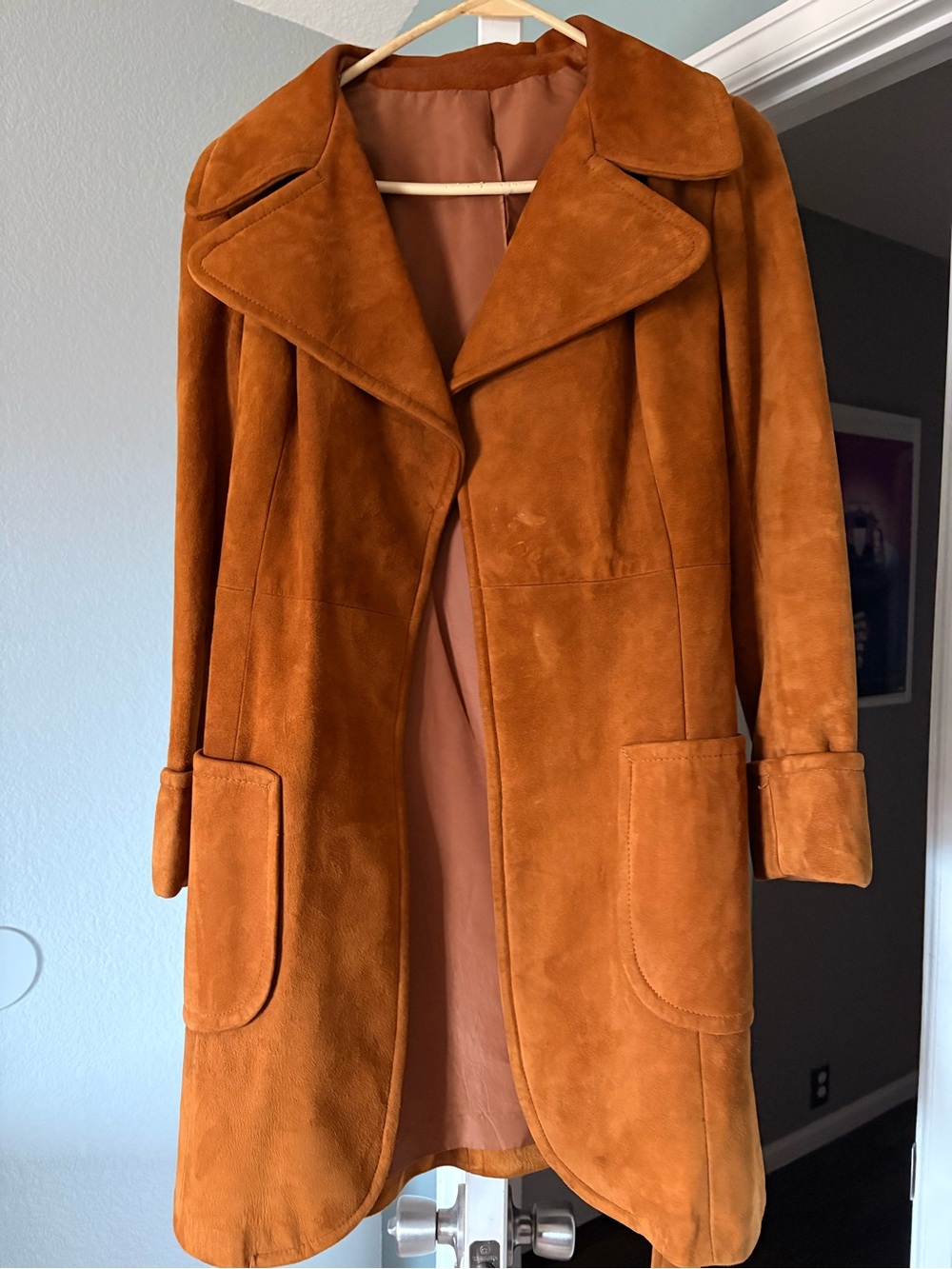 Women's Rust Suede Trench Coat - vintage
